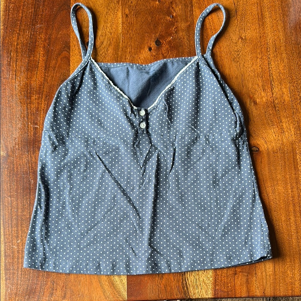 Brandy Melville Blue Polka Dot Spaghetti Strap Tank
